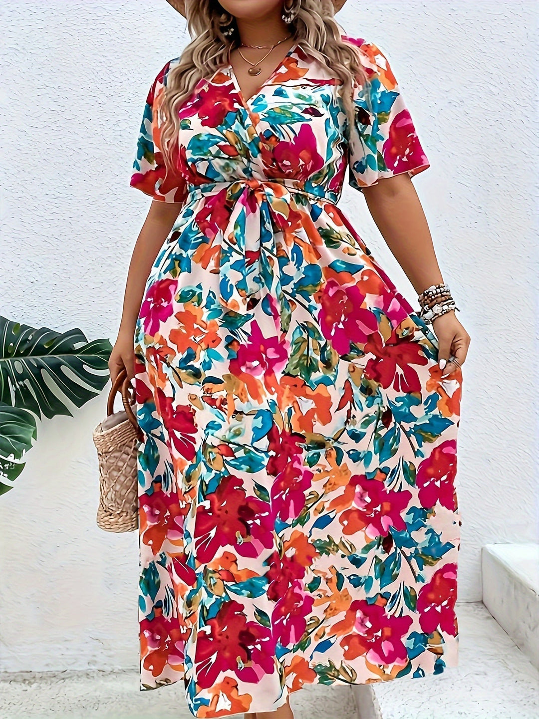 Lindsay™ - Radiant Floral Wrap Dress