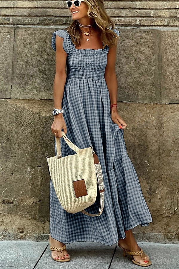 Odette - Elegant Plaid Summer Dress