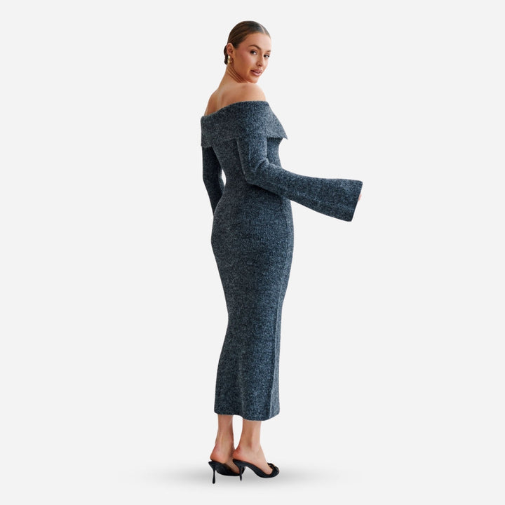 Baxter Off-Shoulder Knit Dress – Luxe Comfort en Tijdloze Glamour