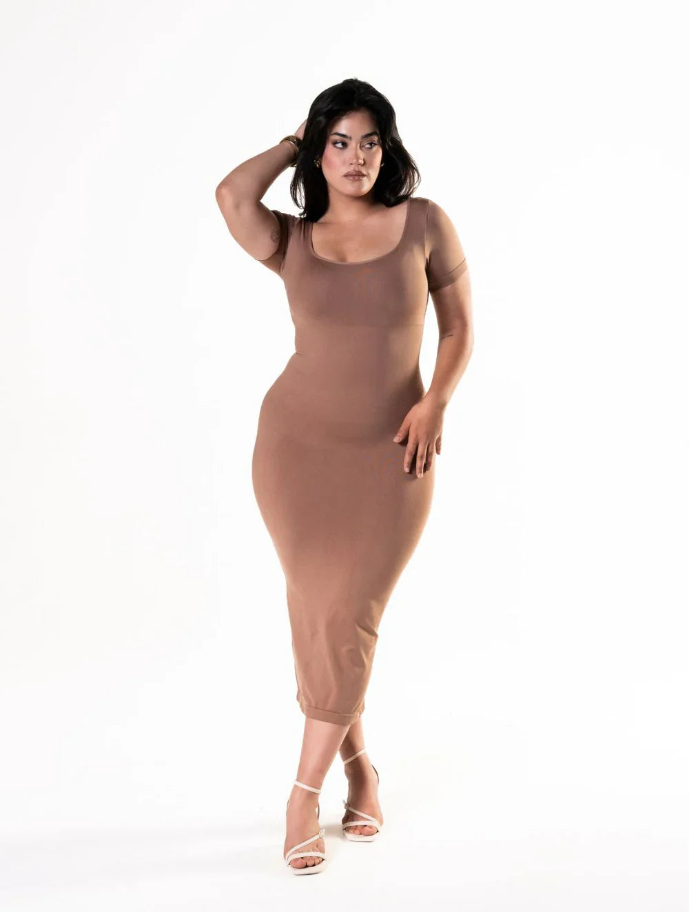 Short Sleeve Midi Shapewear Dress