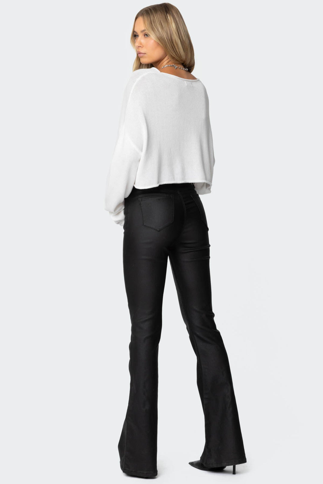 Luna | Faux Leather Flare Jeans