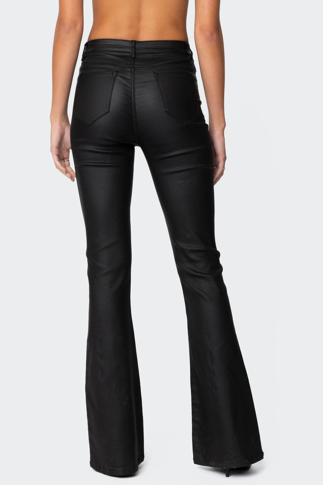 Luna | Faux Leather Flare Jeans