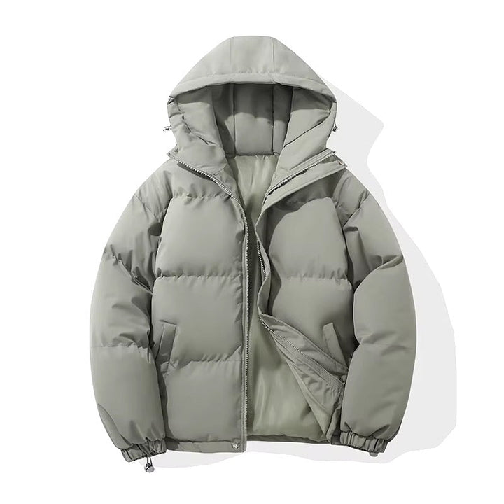 Puffer Jacket Women High Neck Hooded Zipper Design Cotton-Padded Coat