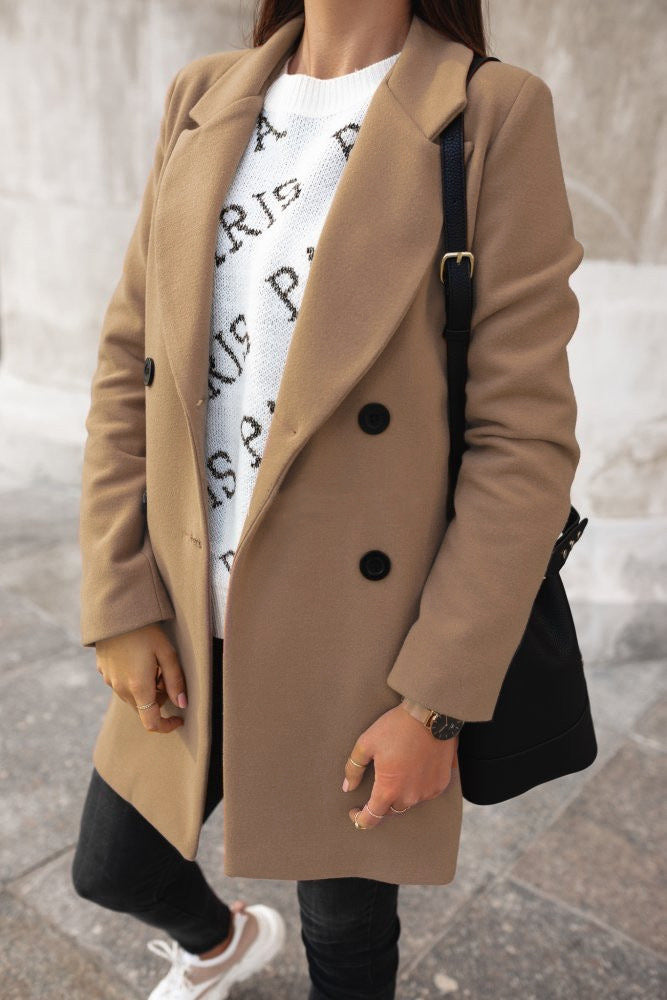 Celine™ - Chic Double-Breasted Coat: