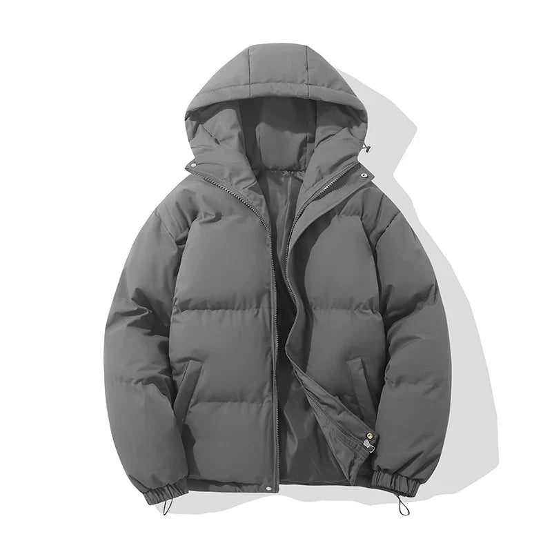 Puffer Jacket Women High Neck Hooded Zipper Design Cotton-Padded Coat