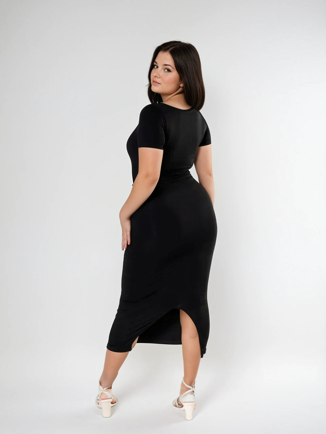 Short Sleeve Midi Shapewear Dress