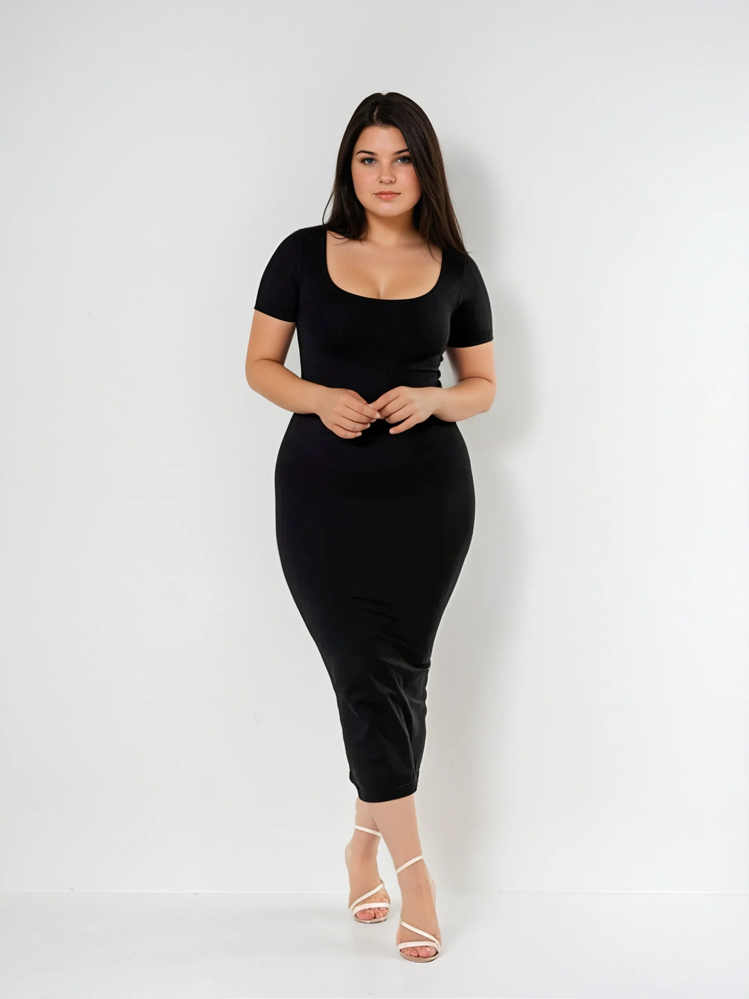 Short Sleeve Midi Shapewear Dress