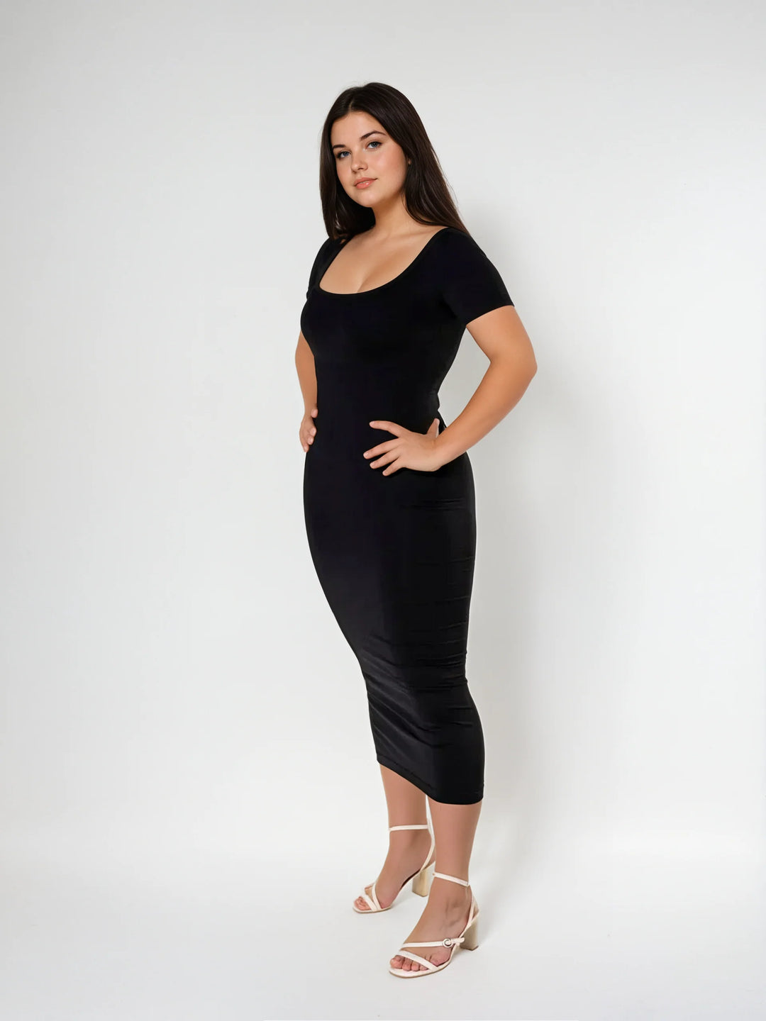 Short Sleeve Midi Shapewear Dress