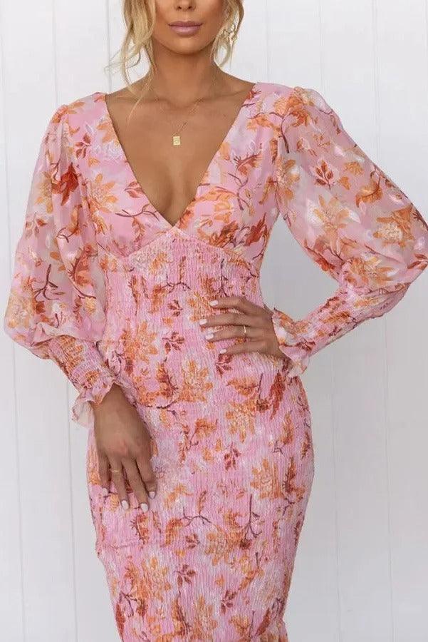 Camellia™ - Floral Ruffle Midi Dress