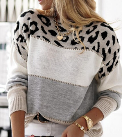 Cherra™ - Colorblock Leopard Sweater