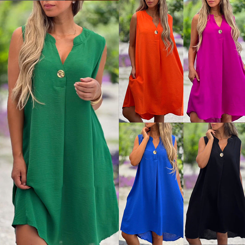 Sheryl™ - Sleeveless V-neck Dress